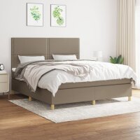 vidaXL Boxspringbett mit Matratze Taupe 180x200 cm Stoff