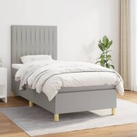 vidaXL Boxspringbett mit Matratze Hellgrau 80x200 cm Stoff