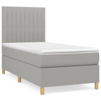 vidaXL Boxspringbett mit Matratze Hellgrau 80x200 cm Stoff