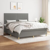 vidaXL Boxspringbett mit Matratze Dunkelgrau 160x200 cm Stoff