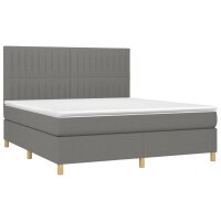 vidaXL Boxspringbett mit Matratze Dunkelgrau 160x200 cm Stoff