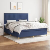 vidaXL Boxspringbett mit Matratze Blau 160x200 cm Stoff