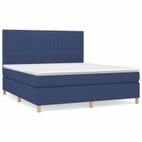 vidaXL Boxspringbett mit Matratze Blau 160x200 cm Stoff