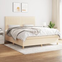 vidaXL Boxspringbett mit Matratze Creme 180x200 cm Stoff