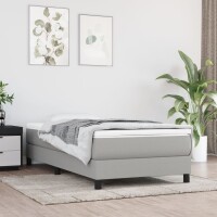 vidaXL Boxspringbett mit Matratze Hellgrau 100x200 cm Stoff