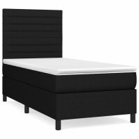 WOWONA Boxspringbett mit Matratze Schwarz 80x200 cm Stoff