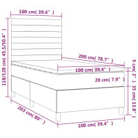 vidaXL Boxspringbett mit Matratze Schwarz 100x200 cm Stoff