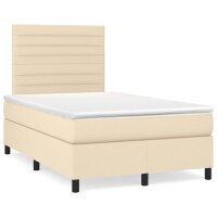 WOWONA Boxspringbett mit Matratze Creme 120x200 cm Stoff