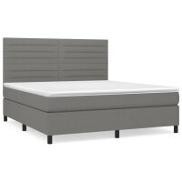 vidaXL Boxspringbett mit Matratze Dunkelgrau 180x200 cm Stoff