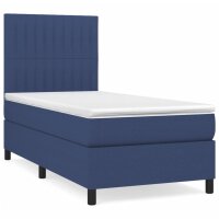 vidaXL Boxspringbett mit Matratze Blau 90x190 cm Stoff