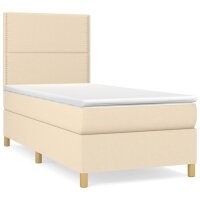 vidaXL Boxspringbett mit Matratze Creme 100x200 cm Stoff