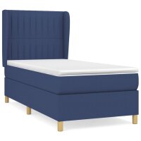 vidaXL Boxspringbett mit Matratze Blau 100x200 cm Stoff