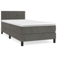 vidaXL Boxspringbett mit Matratze Dunkelgrau 100x200 cm Samt