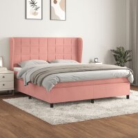 vidaXL Boxspringbett mit Matratze Rosa 160x200 cm Samt