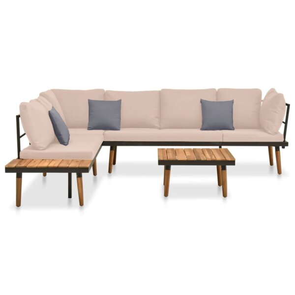 vidaXL 4-tlg. Garten-Lounge-Set mit Kissen Massivholz Akazie