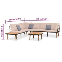 vidaXL 4-tlg. Garten-Lounge-Set mit Kissen Massivholz Akazie