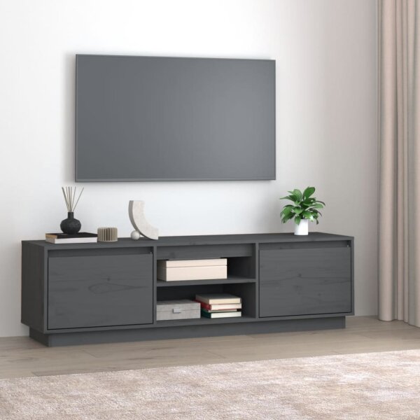 vidaXL TV-Schrank Grau 140x35x40 cm Massivholz Kiefer