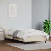 vidaXL Bettgestell mit Kopfteil Creme 90x190 cm Kunstleder