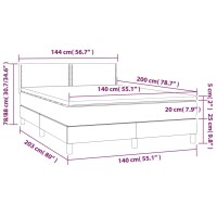 vidaXL Boxspringbett mit Matratze &amp; LED Schwarz 140x200 cm Stoff