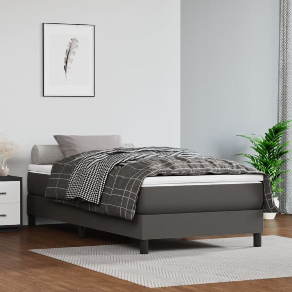 WOWONA Boxspringbett mit Matratze Grau 80x200 cm Kunstleder