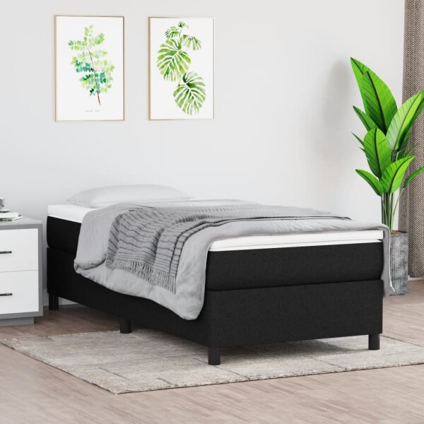 vidaXL Boxspringbett mit Matratze Schwarz 100x200 cm Stoff