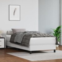 vidaXL Boxspringbett mit Matratze Wei&szlig; 90x200 cm Kunstleder