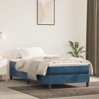 vidaXL Boxspringbett mit Matratze Dunkelblau 100x200 cm Samt