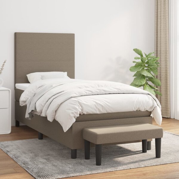 vidaXL Boxspringbett mit Matratze Taupe 100x200 cm Stoff