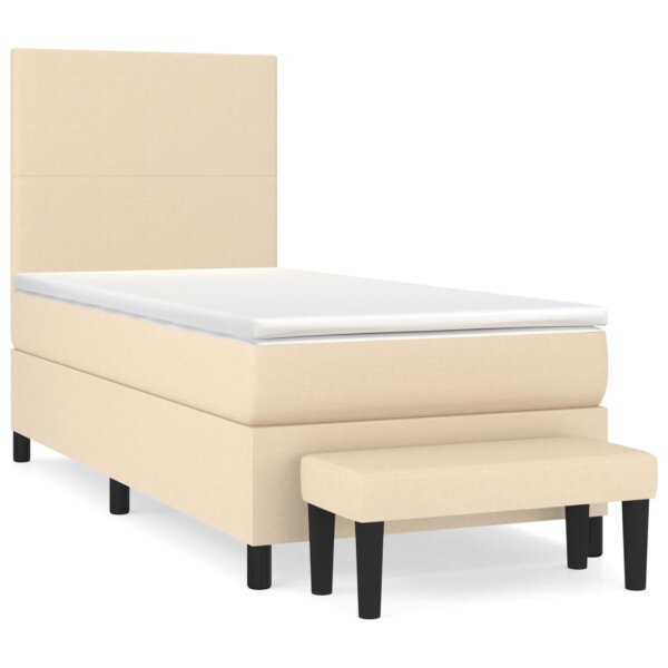 WOWONA Boxspringbett mit Matratze Creme 80x200 cm Stoff