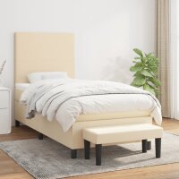 WOWONA Boxspringbett mit Matratze Creme 80x200 cm Stoff