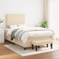 WOWONA Boxspringbett mit Matratze Creme 120x200 cm Stoff