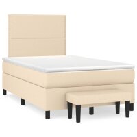 WOWONA Boxspringbett mit Matratze Creme 120x200 cm Stoff