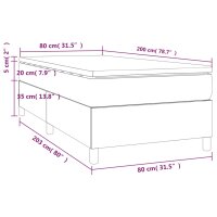 vidaXL Boxspringbett mit Matratze Dunkelgrau 80x200 cm Samt