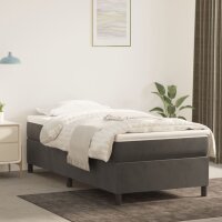 vidaXL Boxspringbett mit Matratze Dunkelgrau 80x200 cm Samt