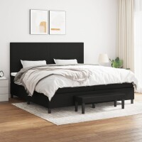 vidaXL Boxspringbett mit Matratze Schwarz 200x200 cm Stoff