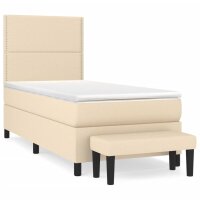 WOWONA Boxspringbett mit Matratze Creme 90x200 cm Stoff