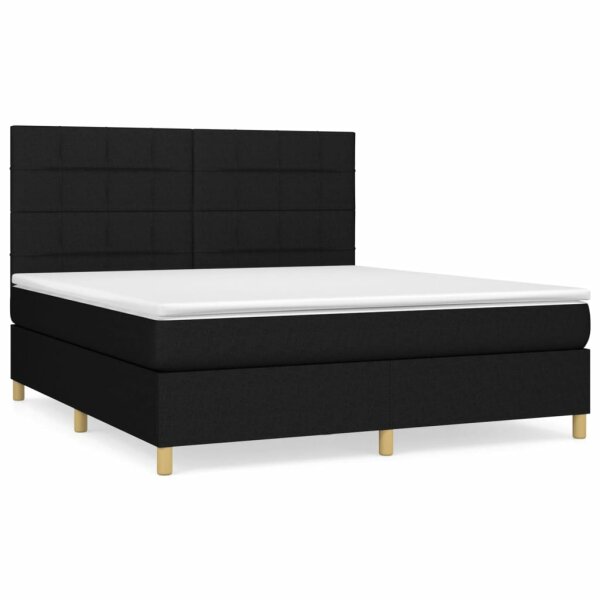 vidaXL Boxspringbett mit Matratze Schwarz 180x200 cm Stoff