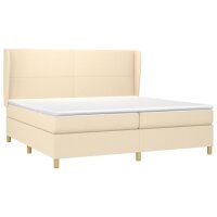 vidaXL Boxspringbett mit Matratze Creme 200x200 cm Stoff