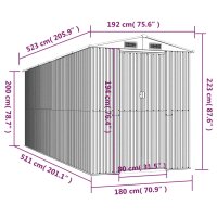 vidaXL Ger&auml;teschuppen Gr&uuml;n 192x523x223 cm Verzinkter Stahl