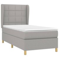 vidaXL Boxspringbett mit Matratze Hellgrau 90x200 cm Stoff