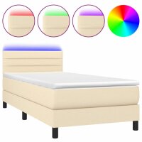 vidaXL Boxspringbett mit Matratze &amp; LED Creme 80x200 cm Stoff