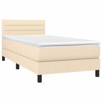 vidaXL Boxspringbett mit Matratze &amp; LED Creme 80x200 cm Stoff