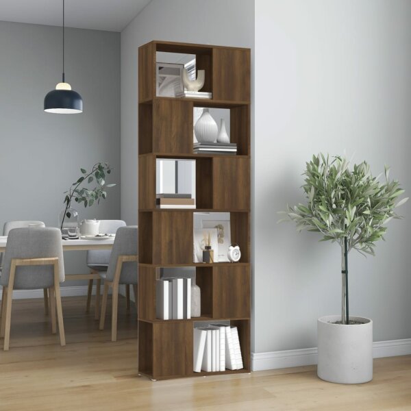 vidaXL B&uuml;cherregal/Raumteiler Braun Eichen-Optik 60x24x186 cm