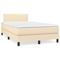 vidaXL Boxspringbett mit Matratze Creme 120x200 cm Stoff