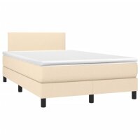 vidaXL Boxspringbett mit Matratze Creme 120x200 cm Stoff