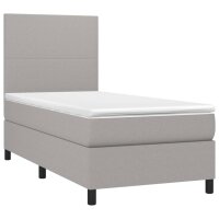 vidaXL Boxspringbett mit Matratze Hellgrau 80x200 cm Stoff