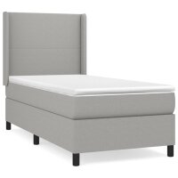 vidaXL Boxspringbett mit Matratze Hellgrau 80x200 cm Stoff