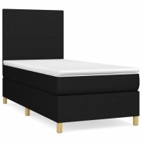 vidaXL Boxspringbett mit Matratze Schwarz 90x200 cm Stoff