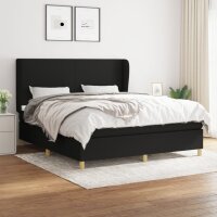 vidaXL Boxspringbett mit Matratze Schwarz 180x200 cm Stoff