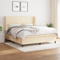 vidaXL Boxspringbett mit Matratze Creme 180x200 cm Stoff